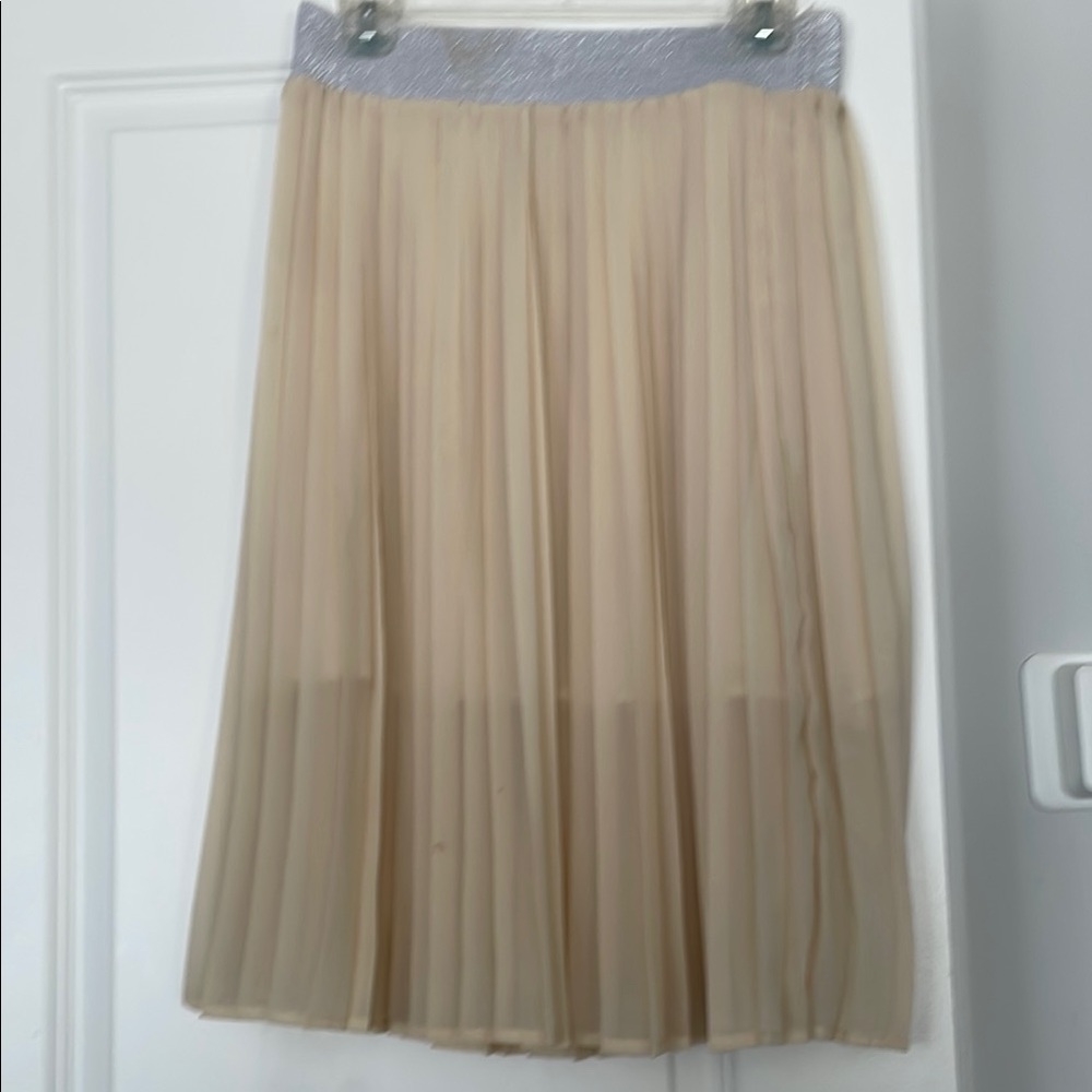 Sugarlips Pleated Summer Skirt Size M Cream Wedding Guest Ethereal Occasion